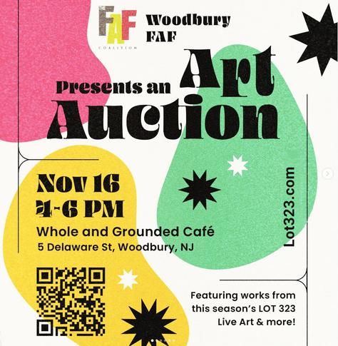 Woodbury New Jersey Art Auction Poster. November 16,2024, 4-6 Pm