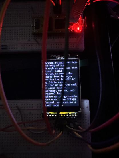 LCD screen reading Dante’s inferno