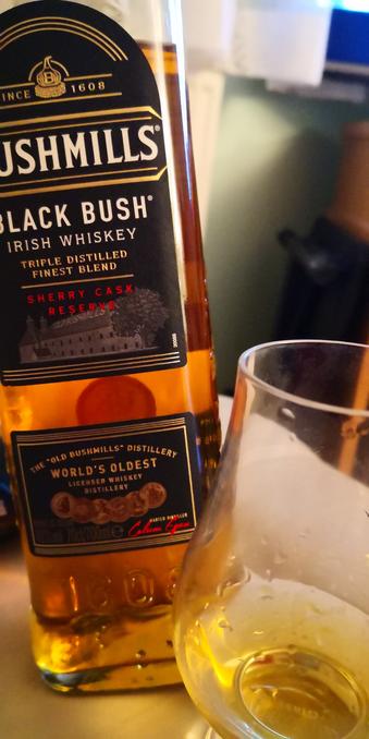Photo of a bottle of Bushmills Black Bush whiskey