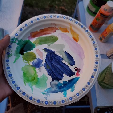 Paper plate, used paint palette