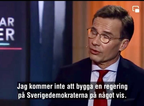 Kristersson i intervju: Jag kommer inte att bygga en regering pà Sverigedemokraterna på något vis.