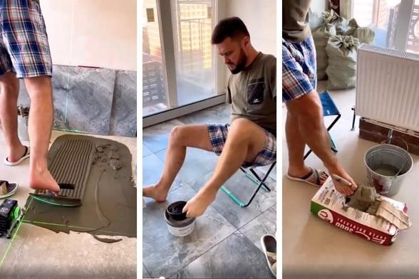 un-homme-sans-bras-pose-du-carrelage-avec-ses-pieds-video