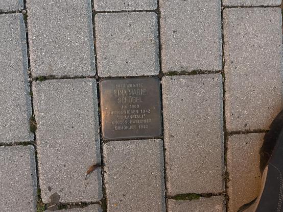 Foto von Stolperstein vor der Reinigung.