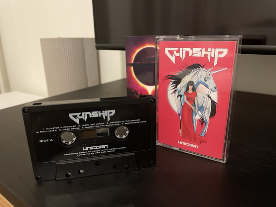 Gunship’s Unicorn album on a cassette tape.