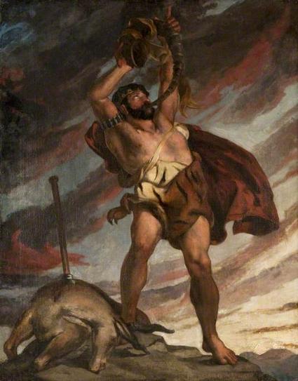 David Scott's painting of Nimrod as a hunter blowing a horn