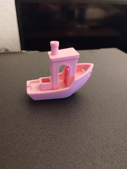 Side of the 3D Benchy Boat (Pink PLA)
Shows some light stringing.