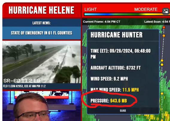 Pressure continues to drop quickly.
