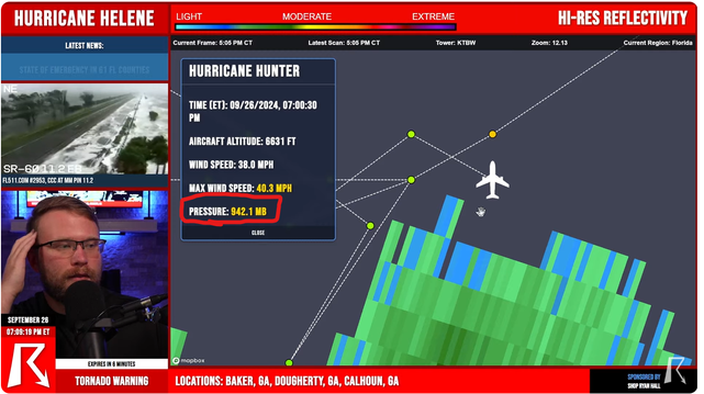 Hurricane min pressure now down to 942.1 millibars. (50 minutes ago it was reported at 947.)

Intensification continues.
