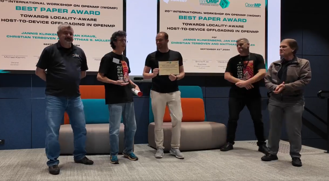Best paper award ceremony at IWOMP.