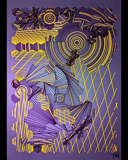 A deeply intricate pen plotter piece inspired by wave function collapse. Its dynamic, sweeping lines and swirling intersections echo the chaos of a mind struggling in the storm. The layers of lines symbolize descent, revealing the intricate, uncontrollable patterns of thought, emotion, and the universe. The artwork's abstract nature allows the viewer to feel the intensity of forces beyond control, blending physical and mental states into one visual narrative.