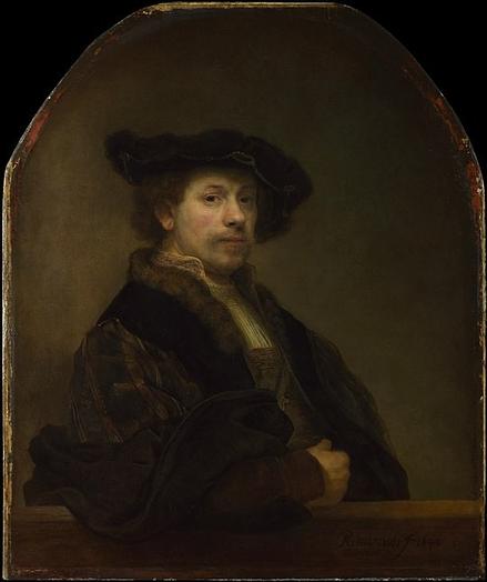 Self-Portrait at the Age of 34 is a self-portrait by Rembrandt, dating to 1640 and now in the National Gallery in London. The painting is one of many self-portraits by Rembrandt, in both painting and etching, to show the artist in a fancy costume from the previous century. 

This painting employs chalk, which is calcite