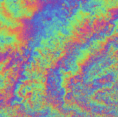 Noisy colorful phase fringes.