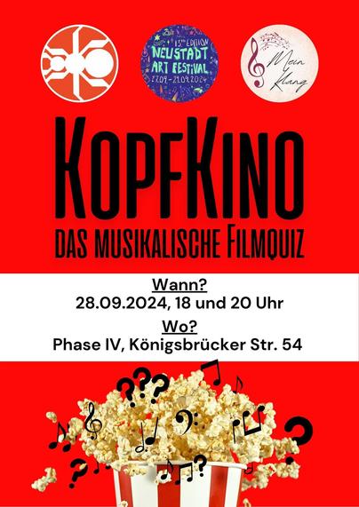 Plakat unserer Veranstaltung Kopfkino, 28. September 18 und 20 Uhr