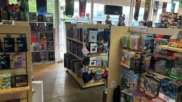 There were bookshelves filled with games that weren’t WotC or pathfinder. A large selection of DCC books and modules.