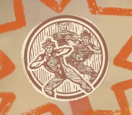 An image of one of Stamp Guy's stamps in Legend of Zelda: Echoes of Wisdom, featuring three strapping men (various iterations of Stamp Guy) doing poses in tight outfits