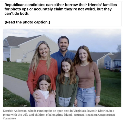 GOP Candidate borrows friend's wife and kids for photoOp as if they are his.