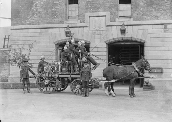 Curragh Camp Fire Brigade, Co. Kildare, Ireland. c1902. The National Library of Ireland. No known copyright restrictions.