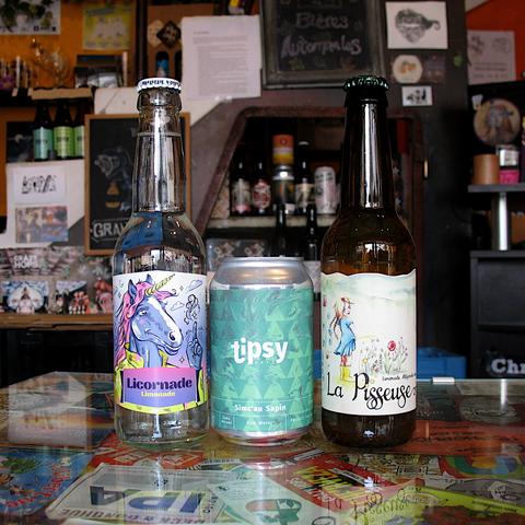 Orville : Licornade 33 cl, Tipsy : Simc'au Sapin 33 cl, Ouroboros : La Pisseuse 33 cl