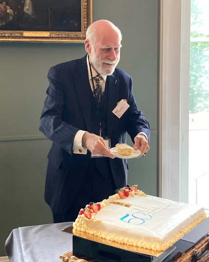 Vint Cerf cuts the Internet's 50th birthday cake at this summer's Royal Society event in London.