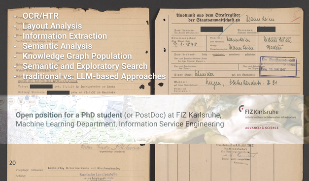 Job advertisement for our open PhD position at FIZ Karlsruhe, Information Service Engineering department