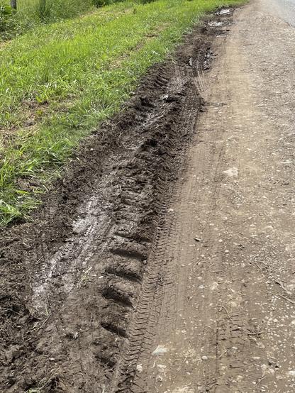 Soil, also known as 'dirt'. No road is ever wide enough.
