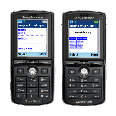 screenshot: wap.sonnet – microbe.4/wap.art (2000) / part of the Mobile Trilogy (micro gsm/gps/wap.art trilogy, 1999-2000)
https://intima.org/expunction/wapart