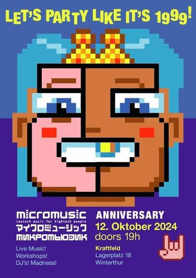 Poster for the micromusic 25 years anniversary party.