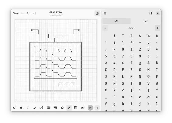 ASCII Draw. An example of drawing. The screenshot is taken from the official website