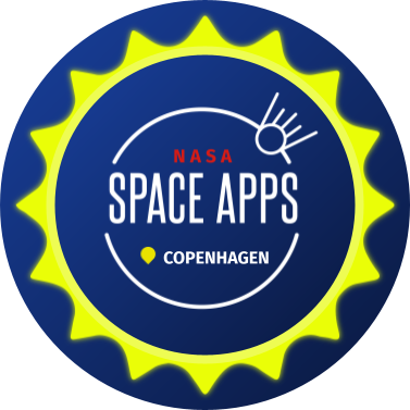 A sticker/pin/badge for the NASA Space Apps local event in Copenhagen.
