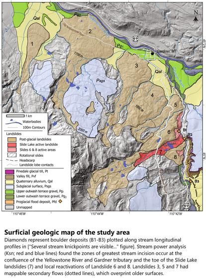 map - Surficial geologic map of the study area.