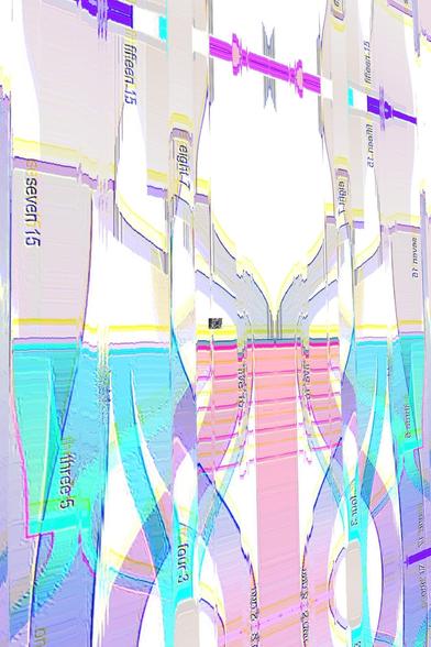 The picture contains a glitchy version of sankay diagrams. It is suppose to represent the partioning/division of numbers but in a non clear way.

The upper portion is represent with a more strealine approach but as one gets lower, the glitchier and more brigh/colorful the effects.

For example on the left side, the number 15 is partioned into seven and eight. Once it gets into the lower portion it gets partion again into four and 3 , which represents the number seven.