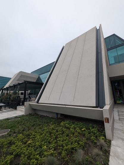 A socialist modernism building that looks like from the Bladerunner movie.