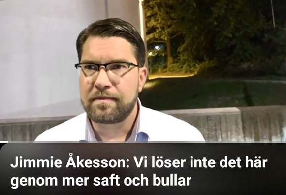 Jimmie Åkesson på bild: vi löser inte det här genom mer saft & bullar.