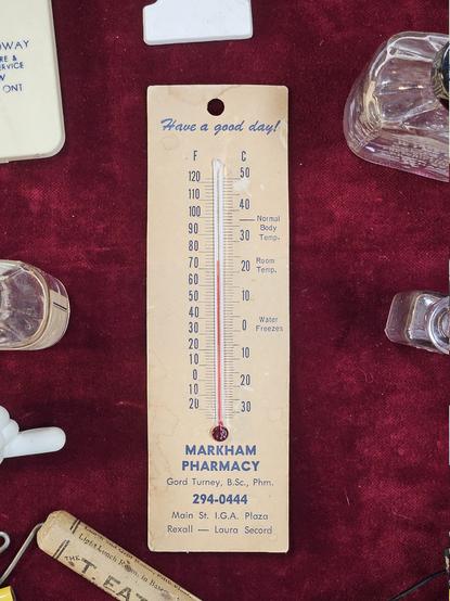 Markham Pharmacy, thermometer, 75^F