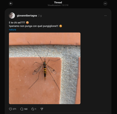 Screenshot di un post su Threads che ha avuto molte interazioni!