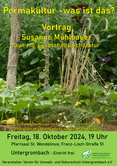 Foto: Über Permakultur im Gartenbau spricht die Landschaftsarchitektin Susanne Mühlbauer am 18. Oktober in Untergrombach.
Aufnahme: Privat