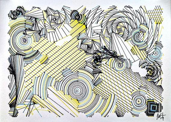 A deeply intricate pen plotter piece inspired by wave function collapse. Its dynamic, sweeping lines and swirling intersections echo the chaos of a mind struggling in the storm. The layers of lines symbolize descent, revealing the intricate, uncontrollable patterns of thought, emotion, and the universe. The artwork's abstract nature allows the viewer to feel the intensity of forces beyond control, blending physical and mental states into one visual narrative.