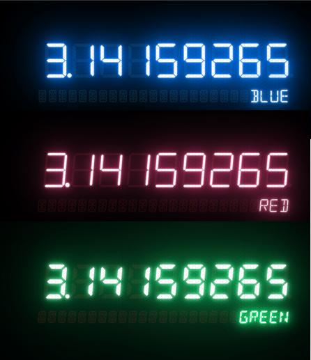 simulated vintage LED calculator display