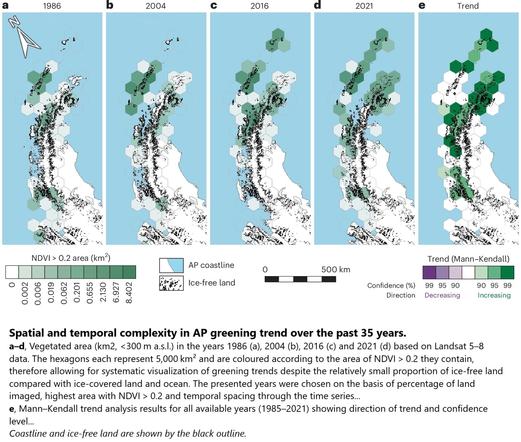 maps - Spatial and temporal complexity in Antarctic Peninsula greening trend over the past 35 years