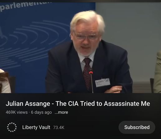 Screenshot of the YouTube video called Julian Assange - The CIA Tried To Assassinate Me