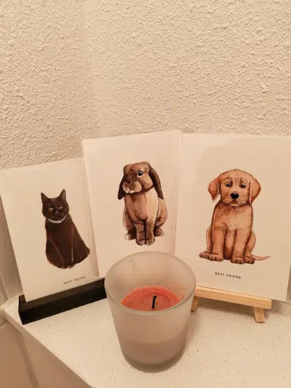 A picture of a collection of cards showing animals, representing a polycule member