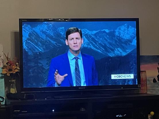 The tall man gestures looking serious