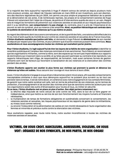 Communiqué de presse Union Etudiante 2/2