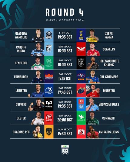 Round 4 UTC schedule for the weekend of 11th October
