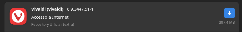 Vivaldi package with a size of 397Mb