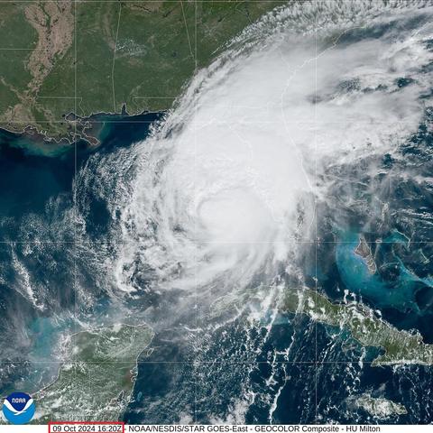 map / image - satellite NOAA view of Hurricane Milton, 20241009 16:20Z