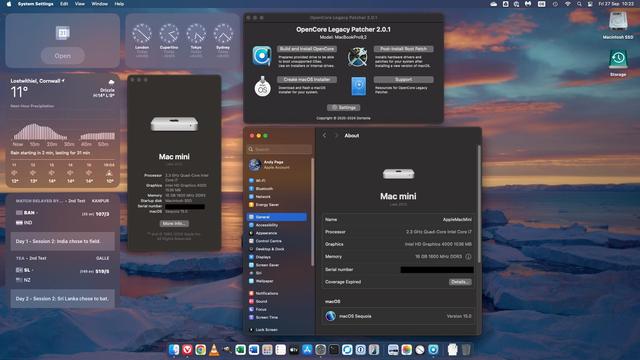 Photo shows my old 2012 Mac Mini running the latest MacOS Sequoia 15.0. Apple stopped supporting this Model with new updates from Version 10 back in 2018.