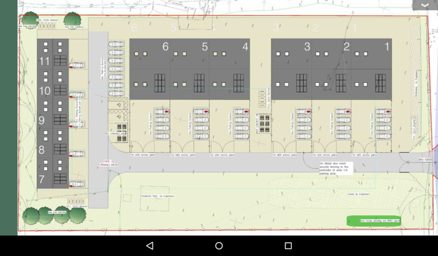 Plan of the estate. 20 cycle spaces, incorrectly sited, for 11 units