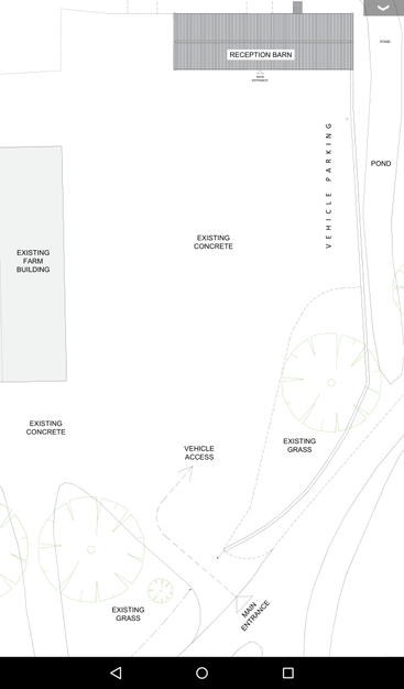 Plan of a farmyard with vehicle parking and no cycle parking