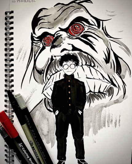 Dan Da Dan tribute for InkTober featuring Ken and Turbo Granny.